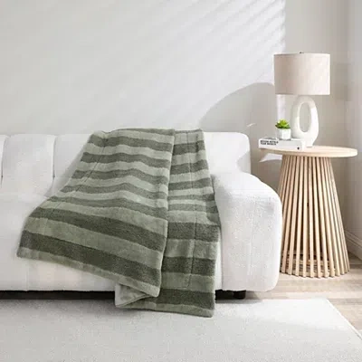 Kirkland's Vanya Boucle Faux Fur Stripe Throw In Green