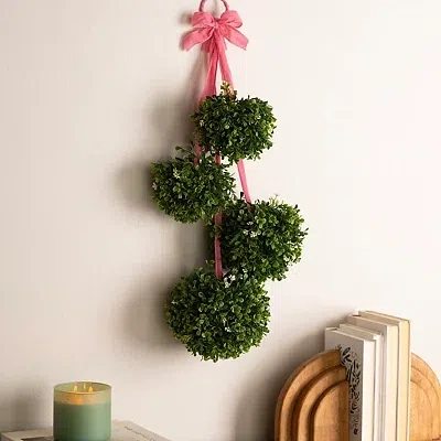 Kirkland's Velvet Bow Boxwood Swag In Multi