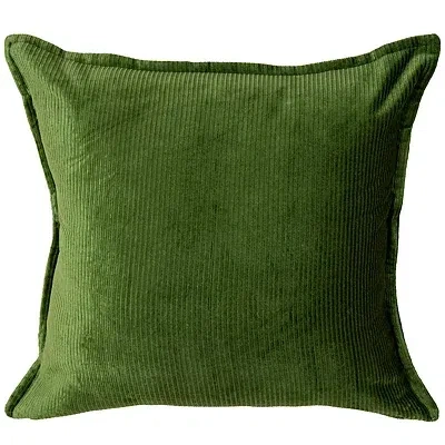 Kirkland's Velvet Corduroy Flange Throw Pillow In Green