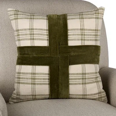 Kirkland's Velvet Cross Pillow In Green