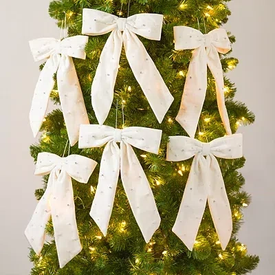 Kirkland's Velvet Diamond Bow Ornaments In White