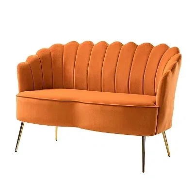 Kirkland's Velvet Donata Loveseat In Orange
