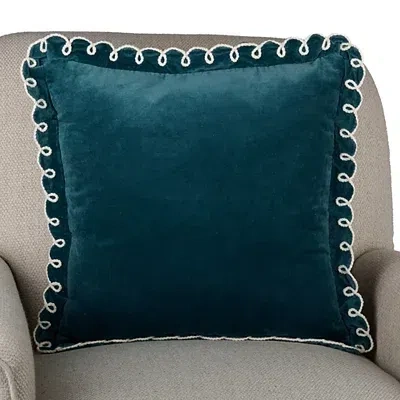 Kirkland's Velvet Looped Trim Pillow In Green
