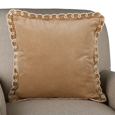 Kirkland's Velvet Looped Trim Pillow In Brown