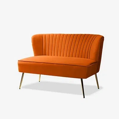 Kirkland's Velvet Monica Loveseat In Orange