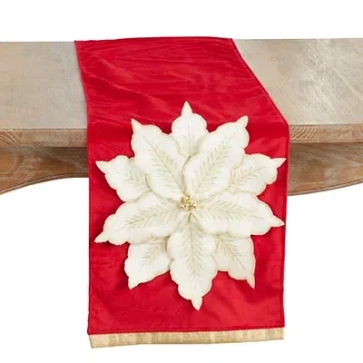 Kirkland's Velvet Poinsettia Christmas Table Runner In Multi