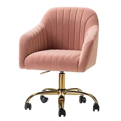 Kirkland's Velvet Swivel Jacyln Office Chair In Pink