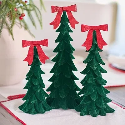 Kirkland's Velvet Tree Figurine With Bow In Multi