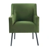 Kirkland's Velvet Upholstered Black Legs Accent Chair In Green