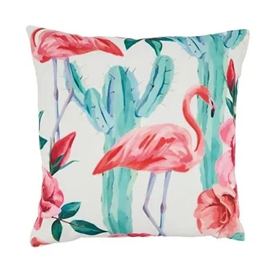 Kirkland's Vibrant Flamingo And Cactus Outdoor Pillow In Pink