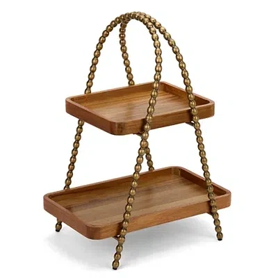 Kirkland's Victoria Gold Bead 2-tier Decorative Tray In Multi