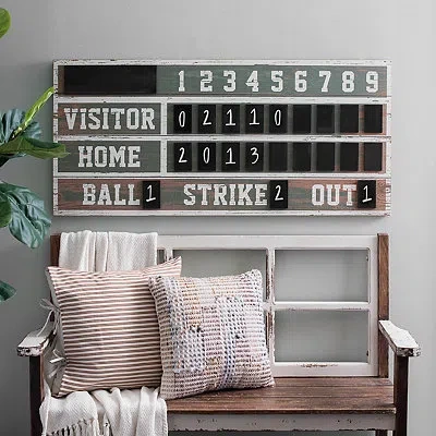 Kirkland's Vintage Ballpark Scoreboard Chalkboard Wall Plaque In Multi