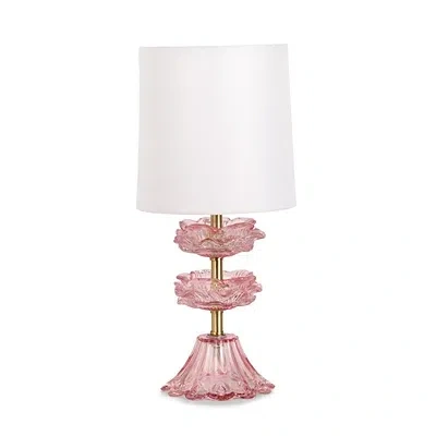 Kirkland's Vintage Floral Glass Table Lamp In White