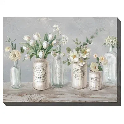 Kirkland's Vintage Floral Vases Outdoor Canvas Art Print In Multi