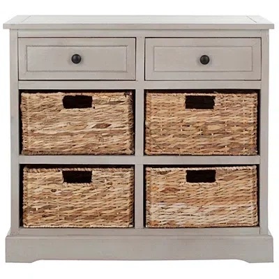 Kirkland's Vintage Gray Cabinet With Woven Baskets
