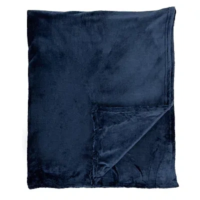 Kirkland's Vintage Indigo Solid Plush Throw In Blue
