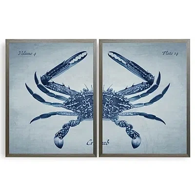Kirkland's Vintage Split Crab Framed Art Prints In Blue