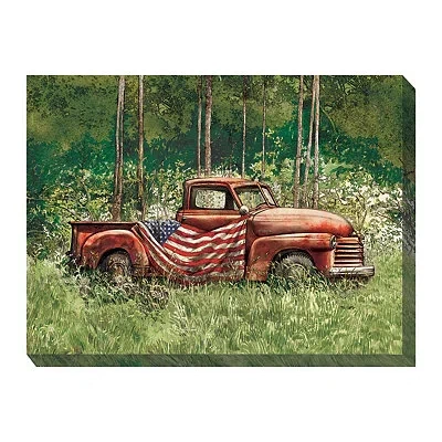 Kirkland's Vintage Truck Outdoor Canvas Art Print In Green