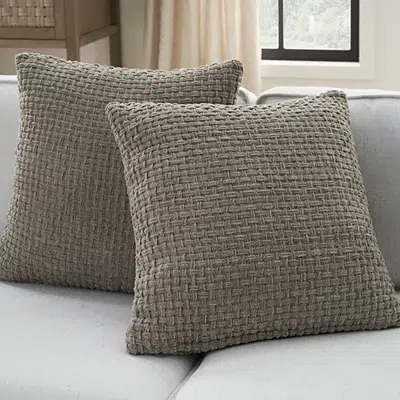 Kirkland's Waffle Knit Chenille Throw Pillows In Gray