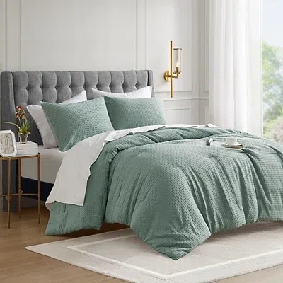 Kirkland's Waffle Weave Full/queen Comforter Set In Green