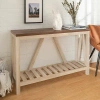 Kirkland's Walnut And Whitewash A-frame Console Table In Neutral
