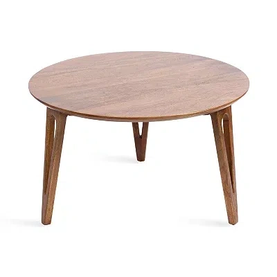 Kirkland's Walnut Brown Mango Wood Round Kershaw Coffee Table