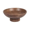 Kirkland's Walnut Brown Ribbed Wood Decorative Bowl In Brown