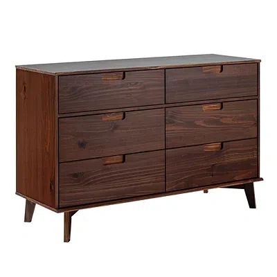 Kirkland's Walnut Grooved Handle 6-drawer Dresser In Brown