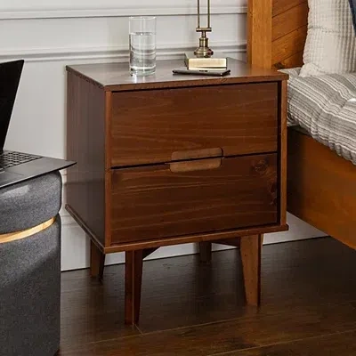Kirkland's Walnut Mid-century Modern 2-drawer Nightstand In Brown