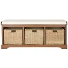 Kirkland's Walnut Upholstered Jeanette Storage Bench In Multi