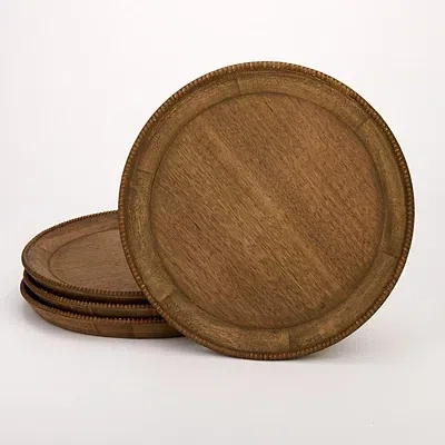 Kirkland's Walnut Wood Beaded Charger In Brown