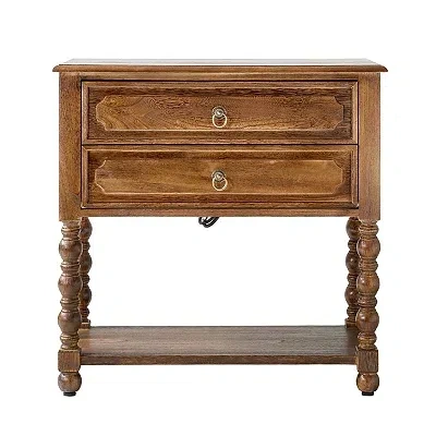 Kirkland's Walnut Wood Gwen Charging End Table In Brown