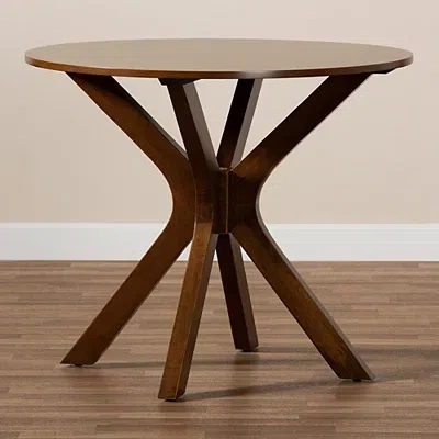 Kirkland's Walnut Wood Round Kenji Small Dining Table In Brown