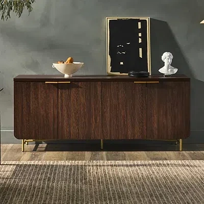 Kirkland's Walnut Wood Scandinavian 4-door Cabinet