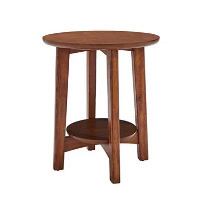 Kirkland's Warm Chestnut Wood Round Accent Table In Brown