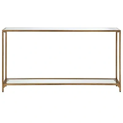 Kirkland's Warm Golden Mirrored Top Console Table