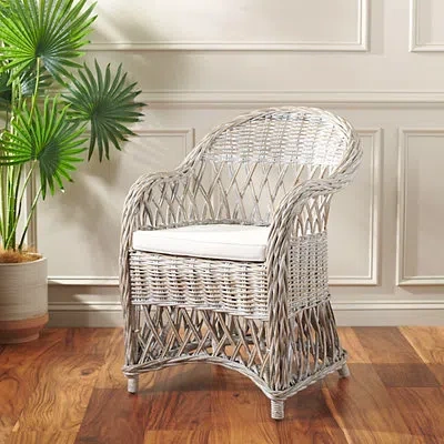 Kirkland's Wash Rattan Wicker Club Accent Chair In Gray