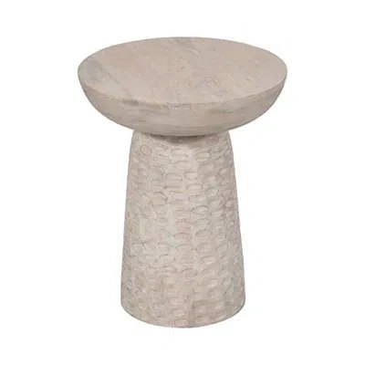 Kirkland's Wash Wood Grooved Base Accent Table In Brown