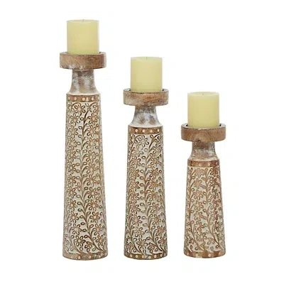 Kirkland's Washed Floral Wood Candle Holders In Multi