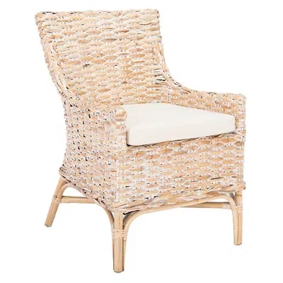Kirkland's Washed Rattan Cristen Accent Chair In White