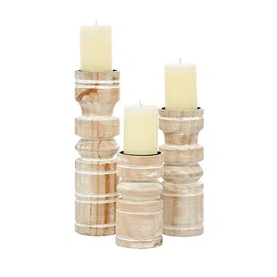 Kirkland's Washed Wood Column Candle Holders