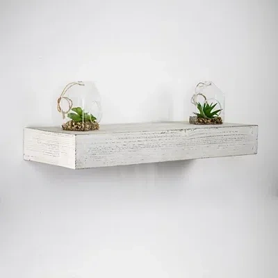Kirkland's Washed Wood Floating Shelf In White
