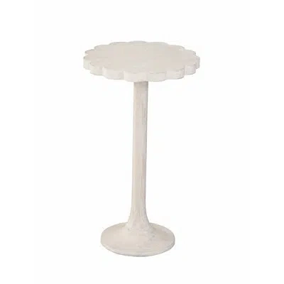 Kirkland's Washed Wood Scalloped Kylee Accent Table In White