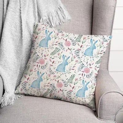 Kirkland's Watercolor Bunnies Indoor/outdoor Pillow In Multi
