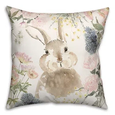Kirkland's Watercolor Bunny And Flowers Pillow In Multi