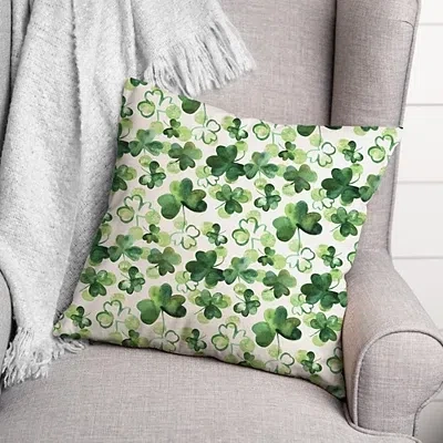 Kirkland's Watercolor Clovers Indoor/outdoor Pillow In Green