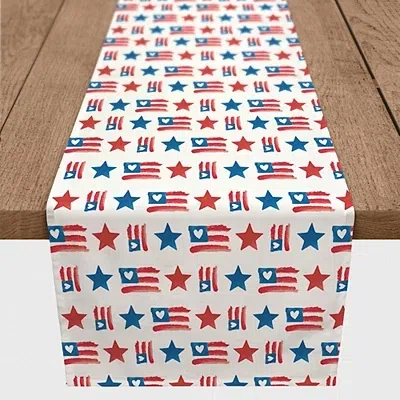 Kirkland's Watercolor Flag Table Runner In White