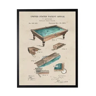 Kirkland's Watercolor Pool Table Framed Art Print In Multi