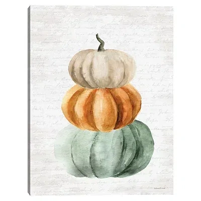 Kirkland's Watercolor Pumpkin Stack Canvas Art Print In Multi