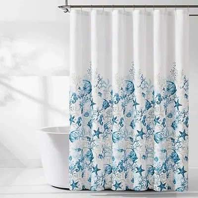 Kirkland's Watercolor Sea Life Shower Curtain In Blue